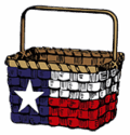 Texas Basket Weavers Association's logo of a basket with the Texas flag on it.
