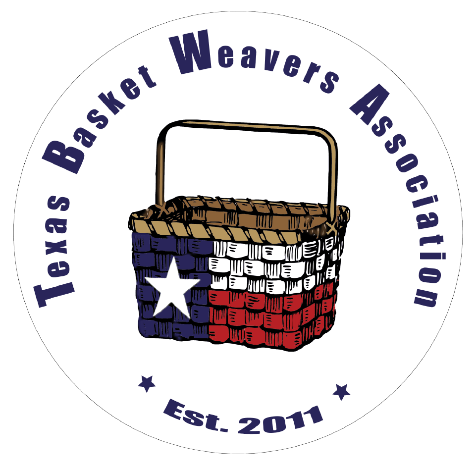 Texas Basket Weavers Association's logo of a basket with a Texas flag on it and the name and "est. 2011" in a circle around it.